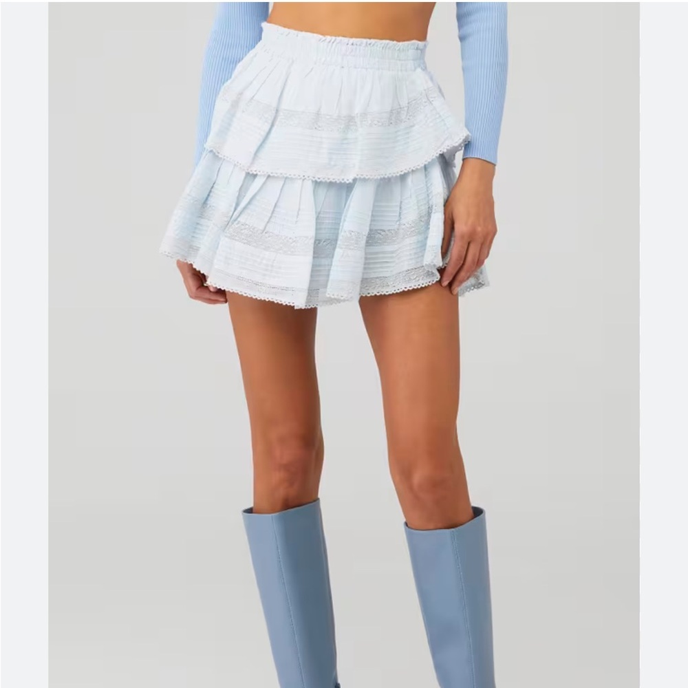 NWT loveshackfancy mini skirt blue size P